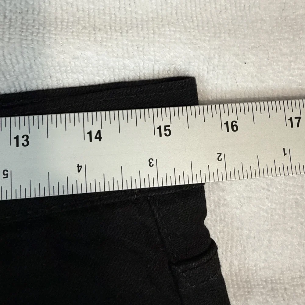 FWRD Denim Black Distressed Frayed Stacked Raw Edge Straight Slim Leg‎ Sz 30